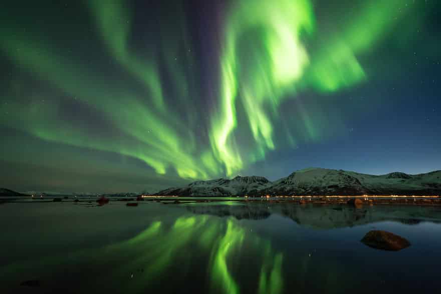 Северное сияние над небом Норвегии