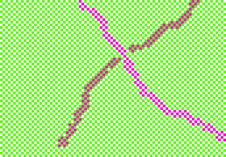 Две линии состоят из розовых точек одного оттенка