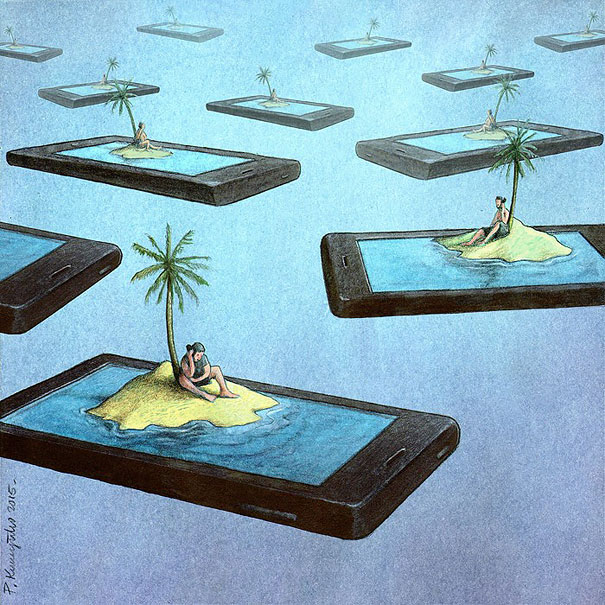 Карикатуры на смартфонозависимость